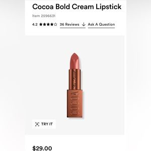 NIB Too Faced Cocoa Bold Cream Lipstick-Chocolate Chip